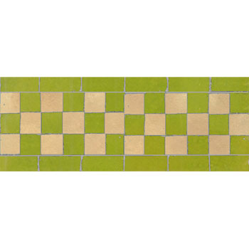 Mosaic House Moroccan tile Dama 5-14 Lime Green Natural, Unglazed, Terracotta  zellige, mosaic, zellij, border, glaze, simple, squares, classic 